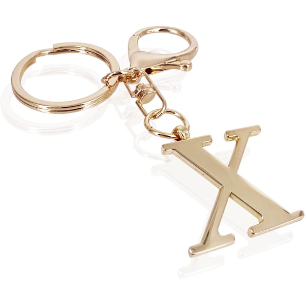 Nøglering med Guld Bogstav A-Z til Kvinder Taske Charms Pung Charms Til Håndtasker Metal Alphabet Initial Letter Nøglering X