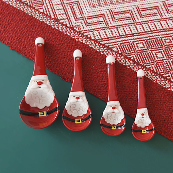 Jultomte Keramik Mätmått Set, Bakmätmått för Hemkök, 4 st