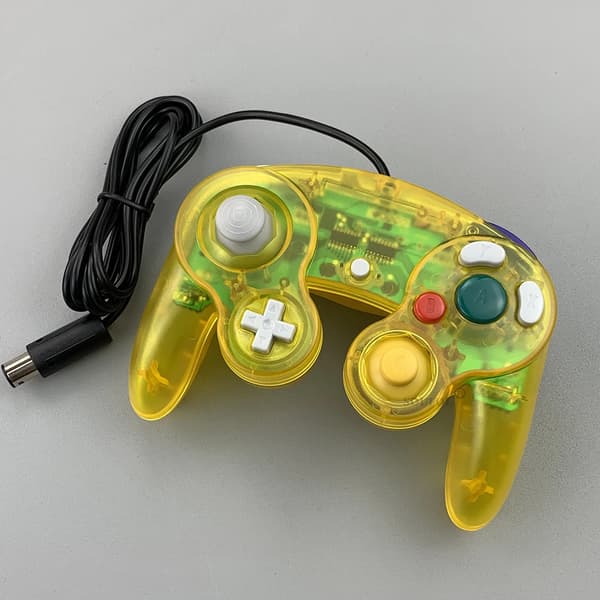 Transparent Gul Kablet Spilcontroller, Kompatibel med GameCube NGC med Én Knap