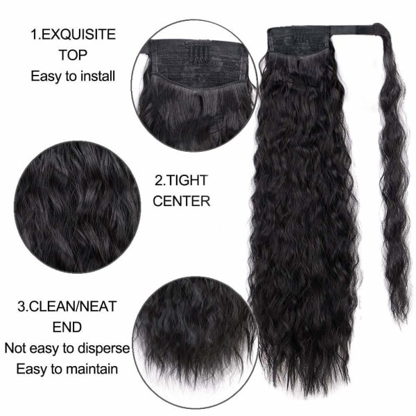 Bølget hestehale extensions - Sort