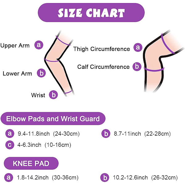 Lasten suojavarusteet - Polvisuojat lapsille 3-14 vuotta, polvi- ja kyynärpääsuojat rannetuilla 3-in-1 M purple