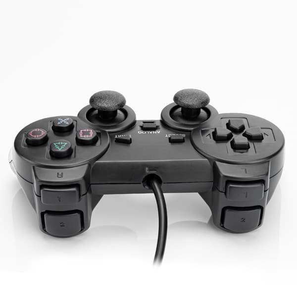 Sort 2 STK. Kablede Gamepads til PS2 Konsol med Dobbelt Vibration, Plug and Play