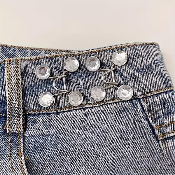 8-delars justerbart jeans midjejusteringsset, metallknapp bältesspänne, snabb installation utan söm, elastiskt midjebandsjusteringsknappset