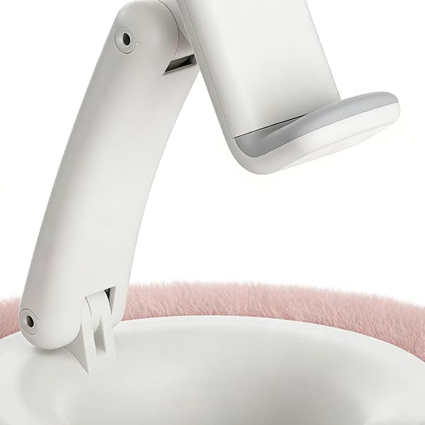 Pink foldbar tablet- og telefonholder, 360° justerbar, med en pude til støtte, til seng, sofa, læsning og kontor