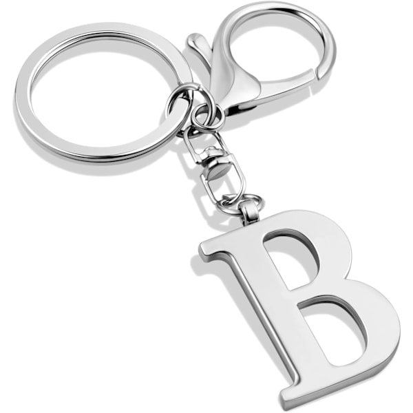 Nyckelring med guldbokstav A-Z för kvinnor, väskacharm, handväskacharm, metallinitialbokstavsnyckelring Silver-b