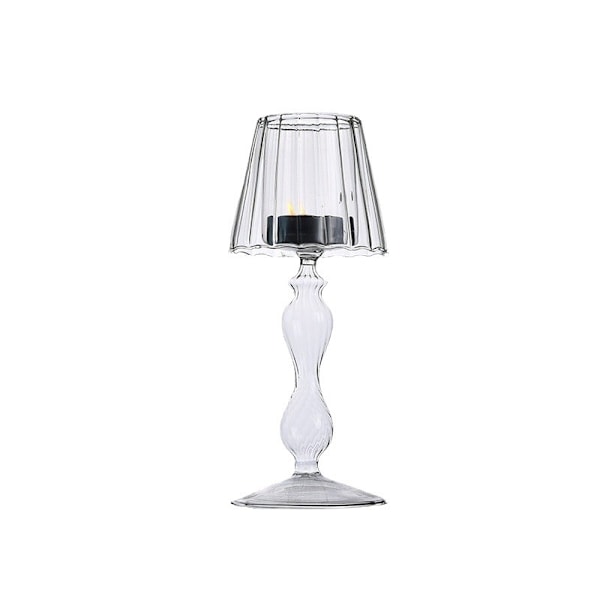 Transparent Glass Bordlampe - Stilfull Lysestake: En Høybent Stripete Lysestake for Bryllup og Hjemmedekor! Et Kreativt Ornament som Blander