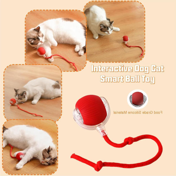 2 stk Interaktive Hundefiler Interaktiv Rullende Hundefile Chewie Viral Rullende Hundefile Katteleker Rullende Ball Elektrisk Hundefile Leke 360° Smart Automatisk Red