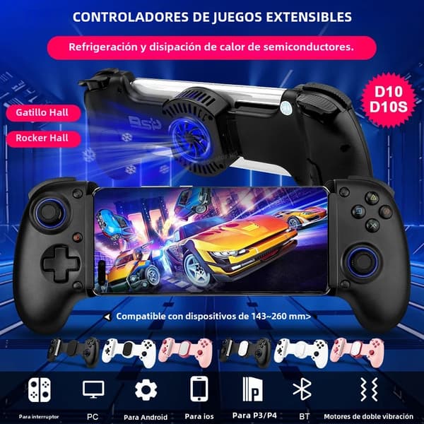 D10S Hvid Trådløs Spilcontroller Kompatibel med Switch, Android, iOS og Tablet, Multiplatform Streaming Gamepad
