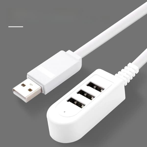 Kabellengde: 2 stk; hvit 1,18 m - 3-i-1 Multifunksjonell USB-omformer/lader med USB-port-hub, datakabler