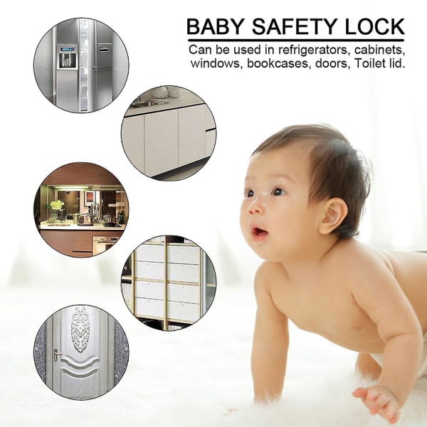 Multifunksjonell, justerbar, lang sikkerhetslås sikrer babysikkerhetsskuffe, kjøleskapsdør (grønn)