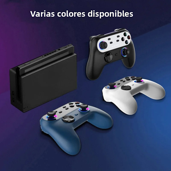 Vit Grå NSpro Trådlös Handkontroll, Kompatibel med Switch-stil, RGB-belysning, PS3, Android, iOS 13+ Bluetooth