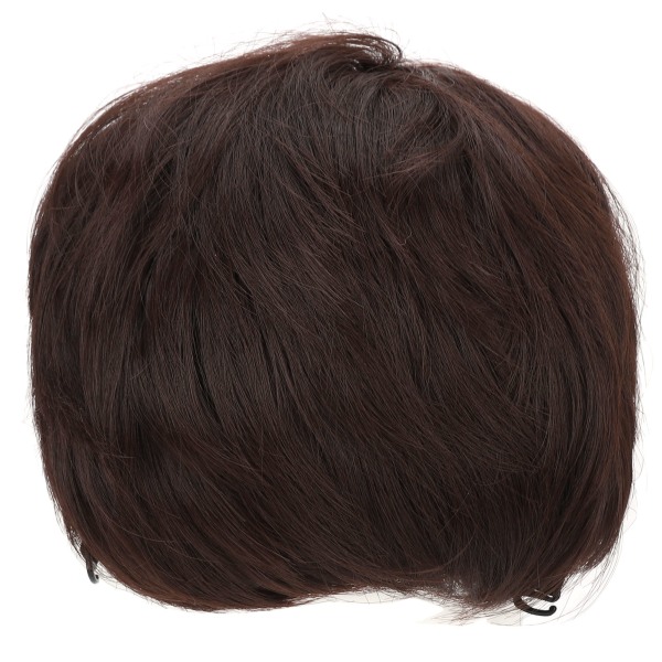 Kort peruk moderiktig fluffig syntetisk peruk för män cosplay halloween maskeradfest mörkbrun