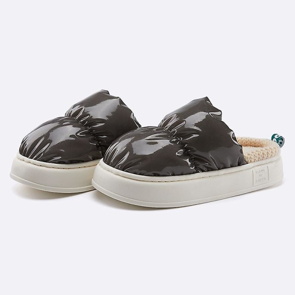 Nya Fashion Plyschtofflor För Kvinna Man Brödskor Vinter Varma Tjocka Plattform Vattentäta Mjuka Tofflor Hem Slides B-brun 40-41 9.6-9.8 inch