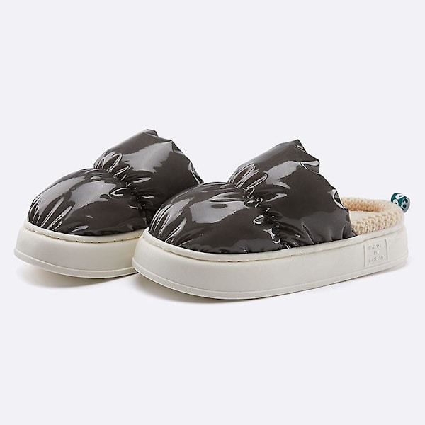 Nya Fashion Plyschtofflor För Kvinna Man Brödskor Vinter Varma Tjocka Plattform Vattentäta Mjuka Tofflor Hem Slides B-brun 44-45 10.4-10.6inch