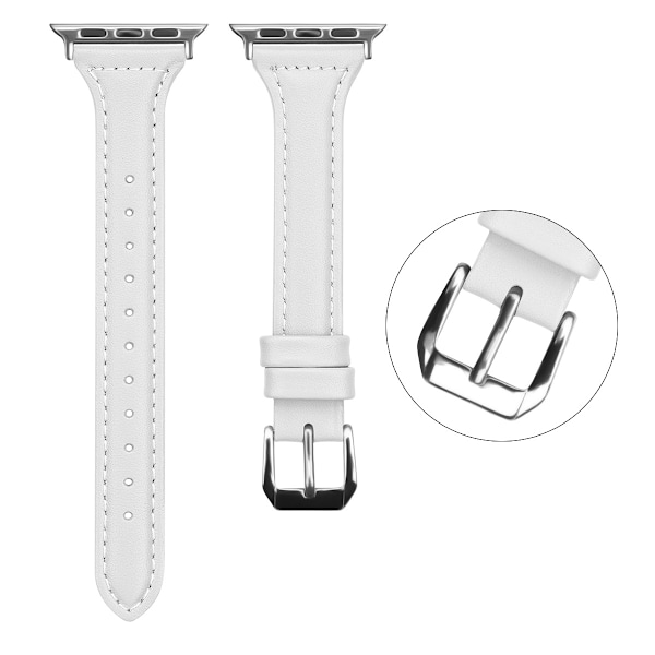 Läderarmband kompatibelt med Apple Watch7 8, utbytesarmband för män och kvinnor white 38/40/41mm