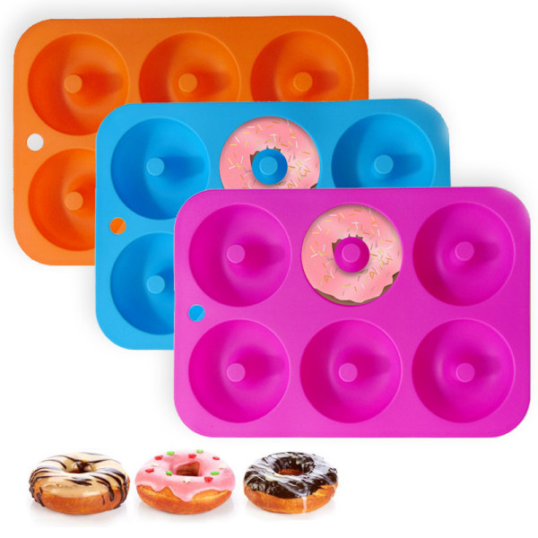 1 stk donutform, bage rund kage 6-delt form, nem at frigøre, pink pink