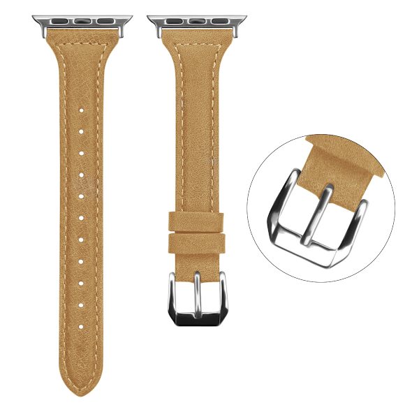 Läderarmband kompatibelt med Apple Watch7 8, utbytesarmband för män och kvinnor Light brown 38/40/41mm