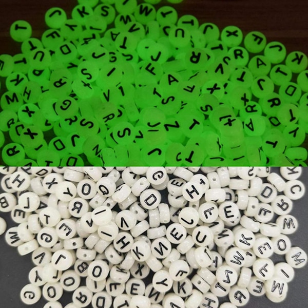 1000 stk. Akryl Glow in the Dark Alphabet Perler (Tilfældige Bogstaver)