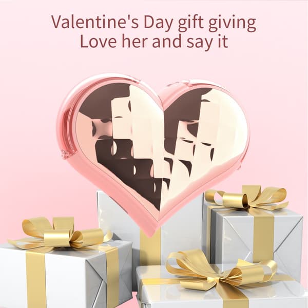 TWS Bluetooth 5.4 ørepropper, hjerteformede, high-definition mikrofon, roterbare og deformerbare, en ny Valentinsdagsgave til par, rød. Rose