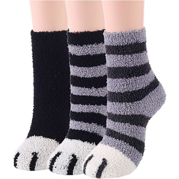 Fuzzy Varme Sovesokker til Kvinder Super Bløde Mikrofiber Cozy Sovesokker 6 eller 5 Par A3