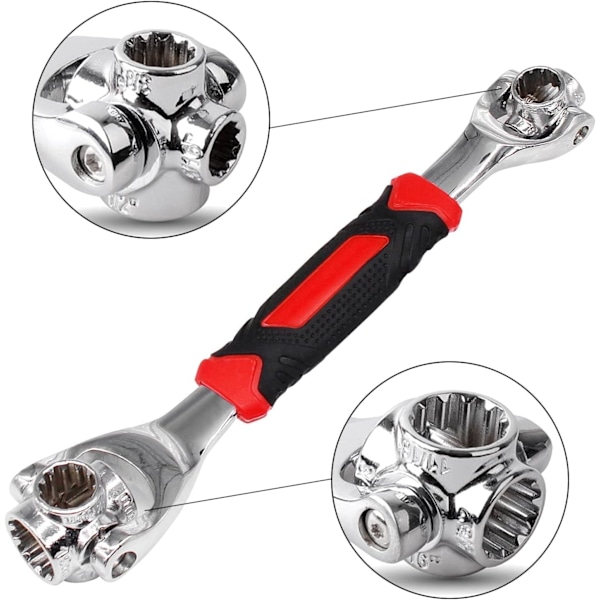 48 i 1 Sokkelnøkkel, Rustfritt Stål Profesjonell Multifunksjonell Roterende Verktøy, 360 Graders Roterende Skiftenøkkel, Rotorstørrelse 19mm Rotor size 19mm