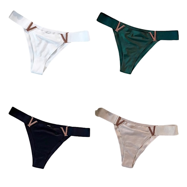 Fyra-pack plus size, icke-bulky, tryckta damtrosor med svalkande effekt, V-formad midjeband. M