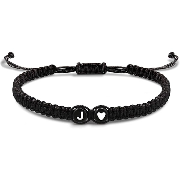 Initialarmbånd for kvinner, Strømper for tenåringer, bestevenninne-fødselsdagsgaver, eksamen, justerbare bokstaver A-Z flettede armbånd J