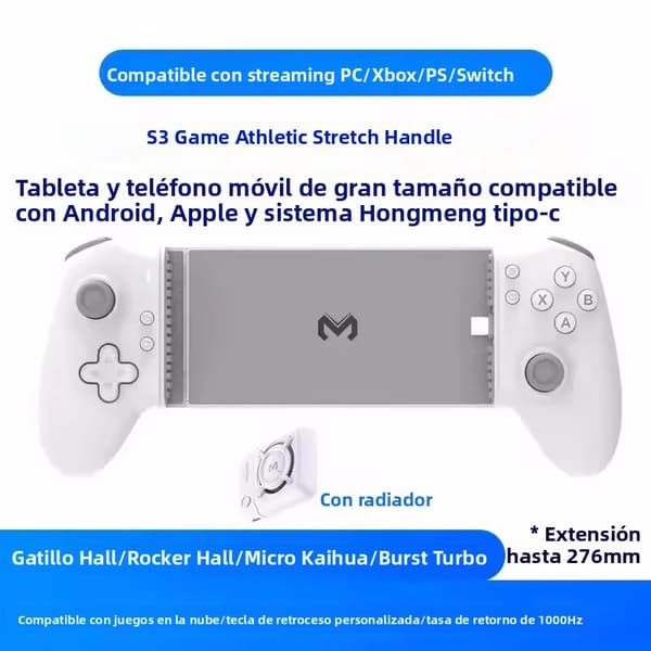 276 mm mobil spilcontroller med køleventilator, Hall Effect joystick, Type-C kablet gamepad til telefon, PC og tablet