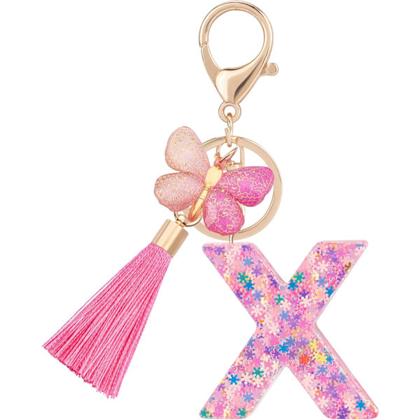 Sööt roosad võtmehoidjad naistele ja tüdrukutele, algustähega võtmehoidjad tutiga, ripatsid võtmetele, rahakotile, käekottidele ja seljakottidele Colorful Pink Butterfly-x