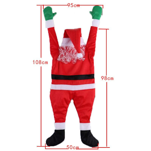 108cm Lång Flanell Tomte Vägg - klättrande Dekoration - Rolig Hängande Prydnad för Jul, Perfekt för Väggar och Fönster, en Underbar Semestergåva