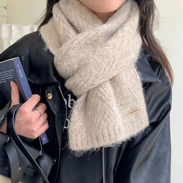 165-24cm;4 Alpacka Ullscarf Dam Höst och Vinter Ny Ullblandning Koreansk Version Trendig Student Exklusiv Stickning 4