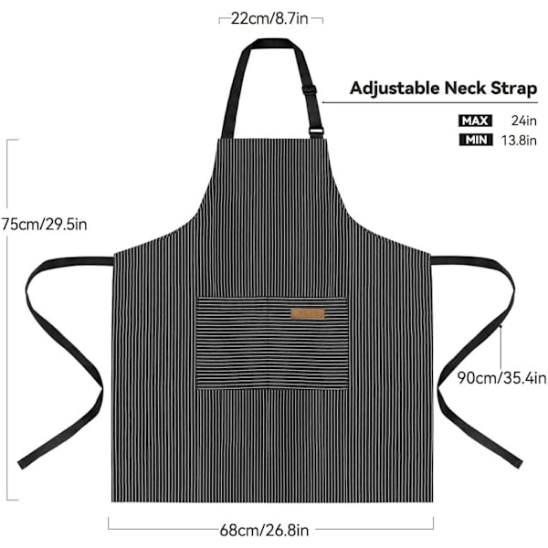 2 Pakkaa Keittiön Ruuanlaittoesiliinaa, Säädettävä Hihna Pehmeä Kokin Estiliina 2 Taskulla Miehille Naisille Mustat Raidat/Vaaleanpunaiset Raidat B