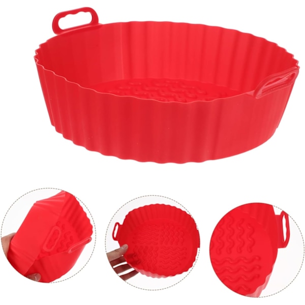 Bakplåt för Airfryer, Återanvändbar Airfryer-matta, Fritöstillbehör, Airfryer-tillbehör för Ugn, Silikonmatta för Airfryer Red