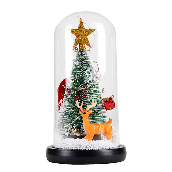 Julgran i glaskupa, med LED-ljus, för juldekoration size 1