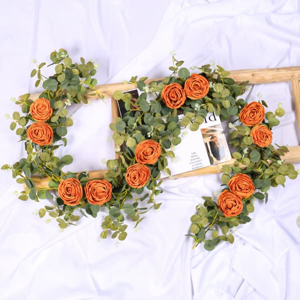 Kunstig Rose Pengeblad Ranke, Oransje, 1 stk