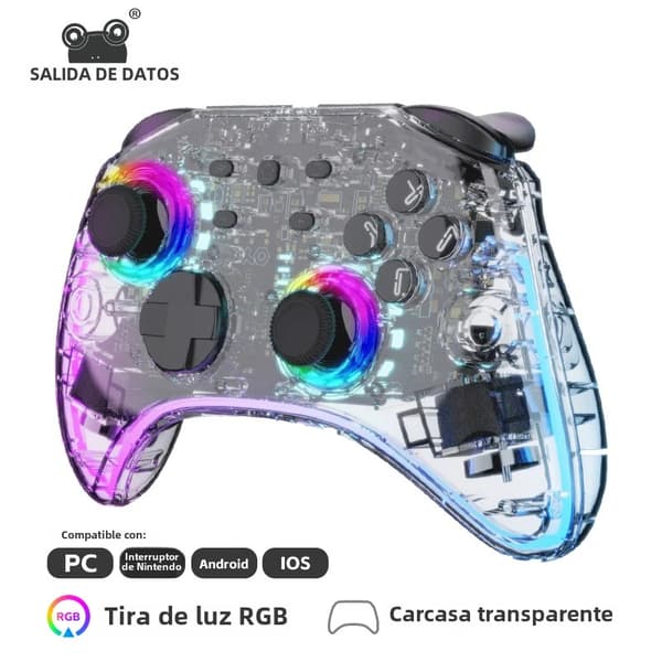 DATA FROG Switch Pro Trådløs RGB-belysning Spillkontroller Kompatibel med Nintendo Switch, Switch Lite og OLED Gamepad med Dobbel Vibrasjon og