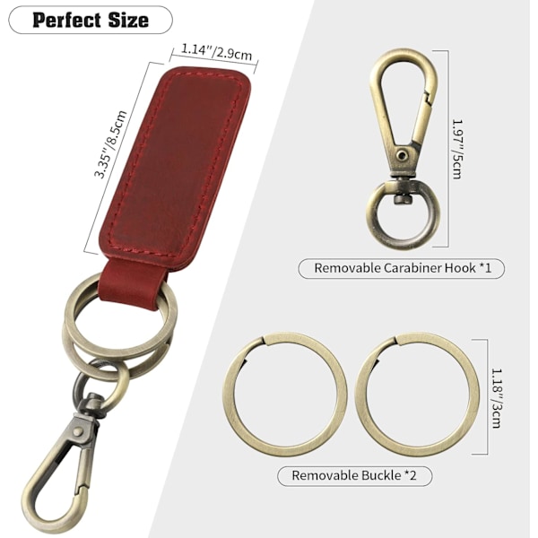 Ægte Læder Bil Nøglering, Universal Nøgleholder, Læder Nøglering til Mænd og Kvinder, JC306 Red*3