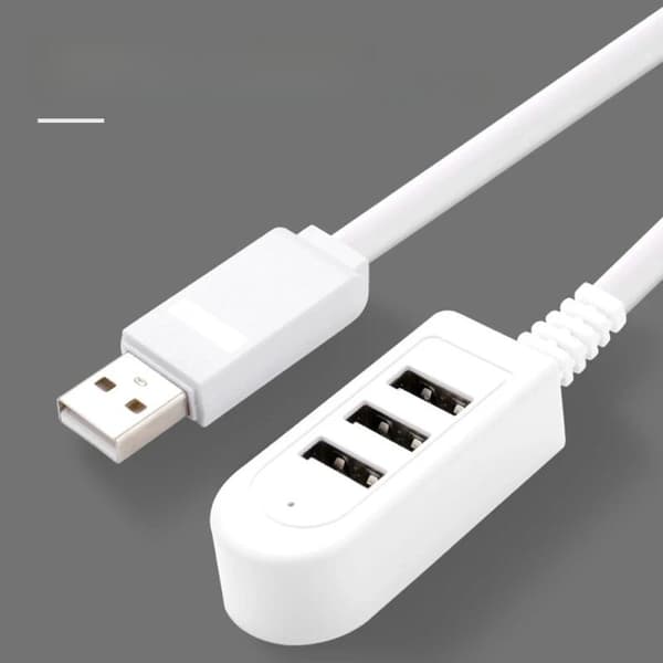 Kabellengde: 2 stk; hvit 1,18 m - 3-i-1 Multifunksjonell USB-omformer/lader med USB-port-hub, datakabler
