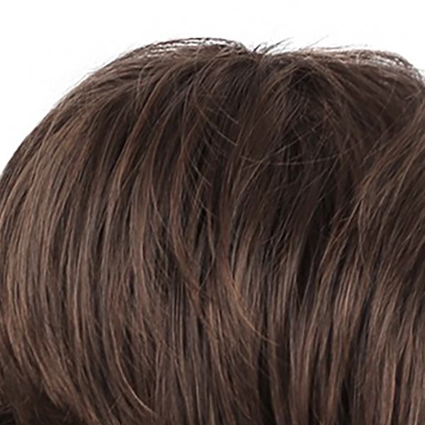 Kort peruk för män med lång lugg justerbar brun mjuk simulerad syntet lämplig för herrars raka hår cosplay brun