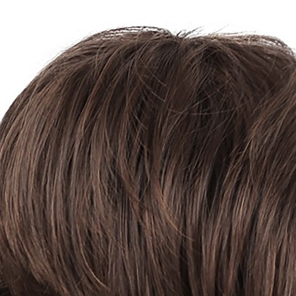 Kort peruk för män med lång lugg justerbar brun mjuk simulerad syntetisk passande för mäns raka hår cosplay brunt