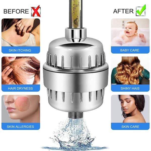 Anti-kalk brusefilter, brusefilter, C-vitamin brusefilter, brusehovedfilter med 2 patroner