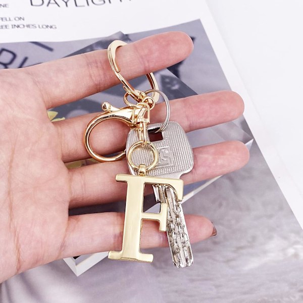Nøglering med Guld Bogstav A-Z til Kvinder Taske Charms Pung Charms Til Håndtasker Metal Alphabet Initial Letter Nøglering F