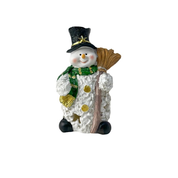 Julsnögubbefigur, skrivbordsnattlampa, hartskonstdekoration i grönt för festlig stämning