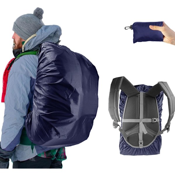 Vandafvisende Rygsæksregnbetræk, 8023mm Vandafvisende Niveau, Opgraderet Ultra-Stærk Multilagsstruktur, Midnatsblå XL (Til 50L-65L rygsæk) Midnight Blue XL