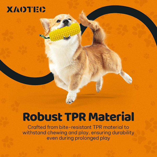 Tough Dog Chew Toys - Piippu- ja ei-piippu-vaihtoehdot, maissi-muotoinen interaktiivinen lelu aggressiivisille pureskelijoille, kestävä kumipurentaleikki koiralle