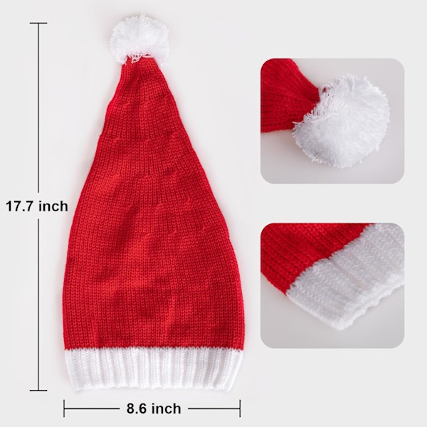 Julenissens Røde Hette Julerhatt Strikket Hette Santa Skull Cap For Voksne Kvinner Menn 2stk 2 Pack a