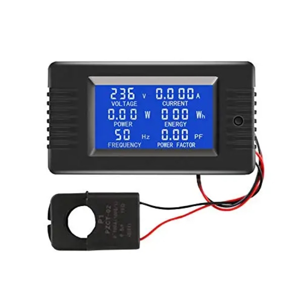 AC 6i1 220V 80V~260V 100A Enkeltfase Digital Ampermeter Effekt Energimåler Voltmeter Amperemeter Volt Watt Kwh Faktor Måler Split CT