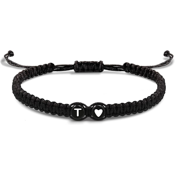 Initialarmbånd for kvinner, Strømper for tenåringer, bestevenninne-fødselsdagsgaver, eksamen, justerbare bokstaver A-Z flettede armbånd T