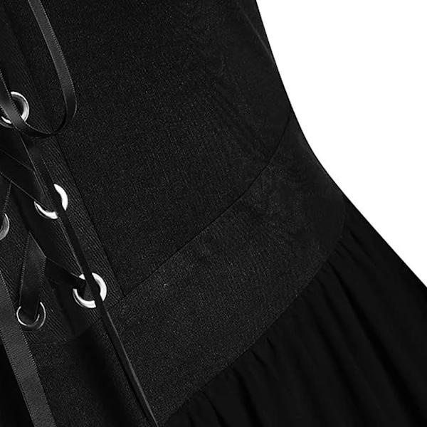 Fängslande Goth-klänning för kvinnor 2024 Retro Cocktail Batwing Halloween Kvällsdräkter Mode Plus Storlek Renässans Medeltida Klänning S Black S