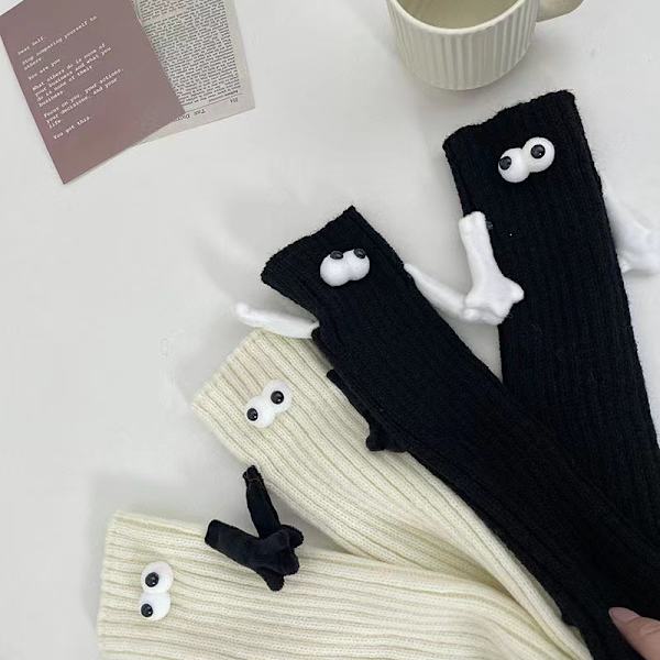 Ihastuttavat käsi - pitävät sukat naisille ja lapsille - Muodikkaat ja monipuoliset, hauskat ja söpöt 3D-kuviot, pörröiset vasikasukat mustana Children's 27cm
